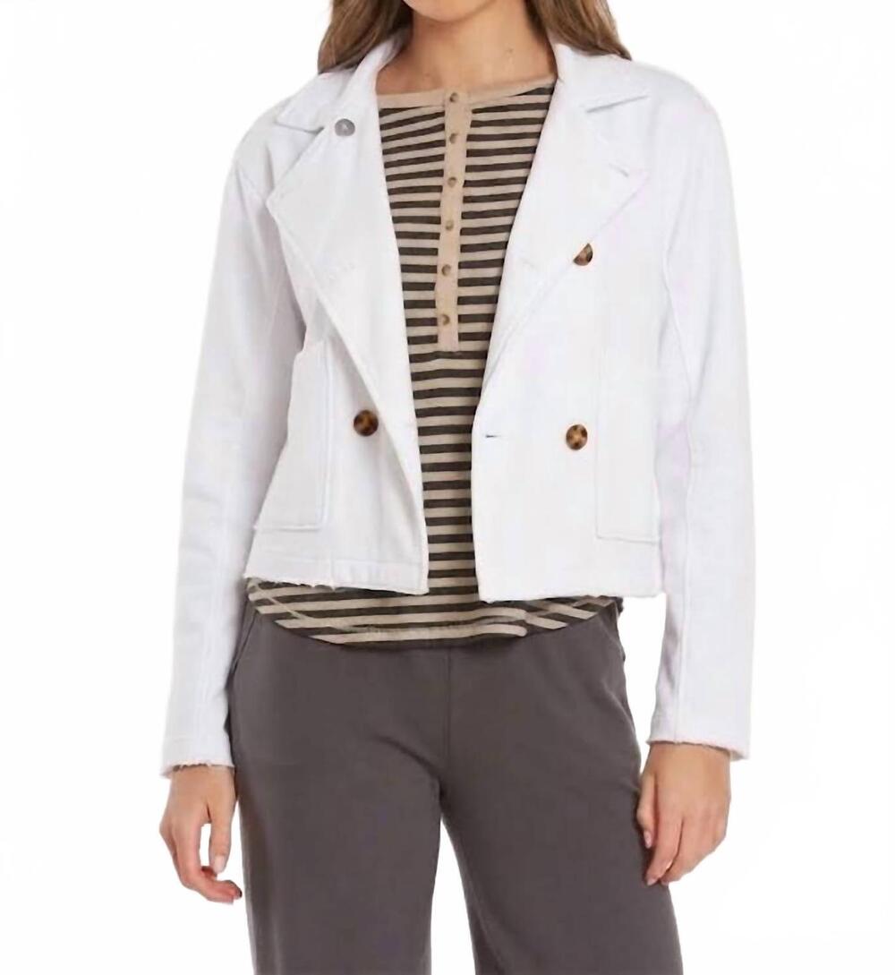 NEW MODODOC double breasted crop jacket in white